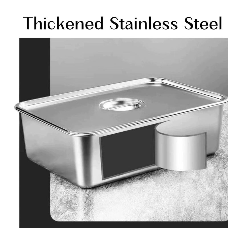 bangminda 2 Pcs Stainless Steel Bus Tubs with Lid, Deep Commercial Tote Box Dish Tubs Utility Tub BBQ Prep Tub, Steam Pans, 15.7" L x 11.8" W 4" D - Image 3